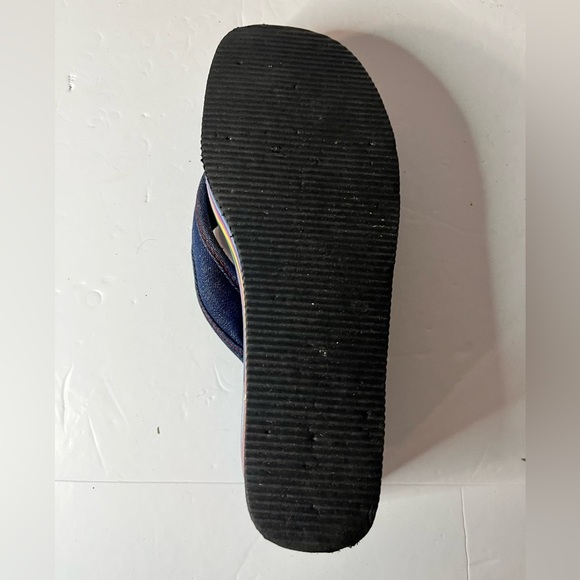 Rainbow Stripe Platform Flip Flops with Denim Straps | Approx. Size 7-7.5 - Picture 7 of 10